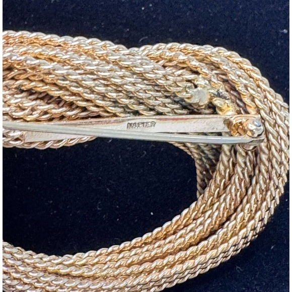 Napier Large Vintage 1960’s Twisted Rope Gold Tone Knot Pin Brooch Signed - Picture 5 of 5